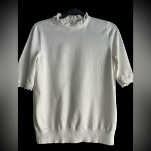 Boden ruffle collar short sleeve knit